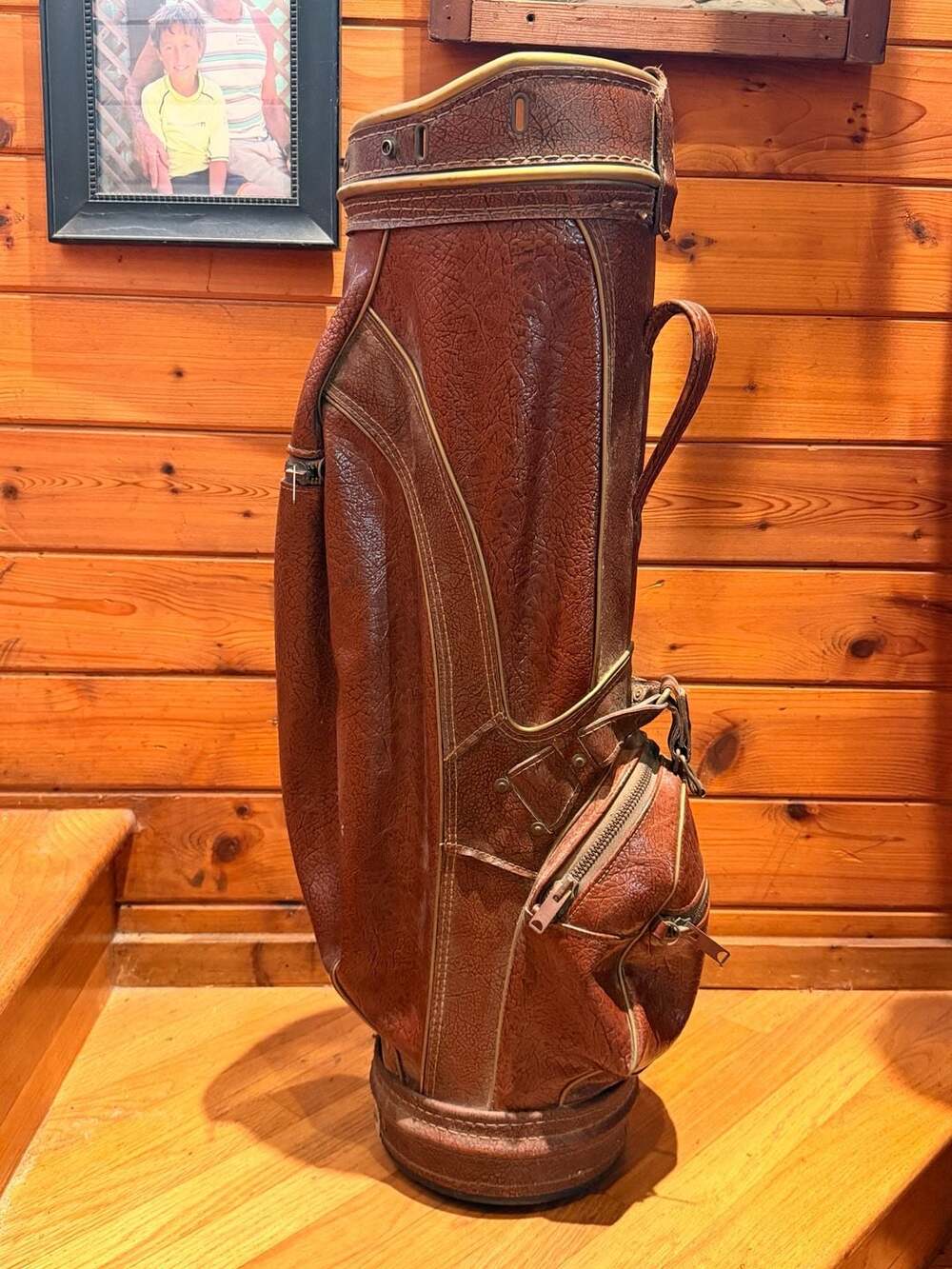 Vintage Brown Faux Leather Golf Bag
